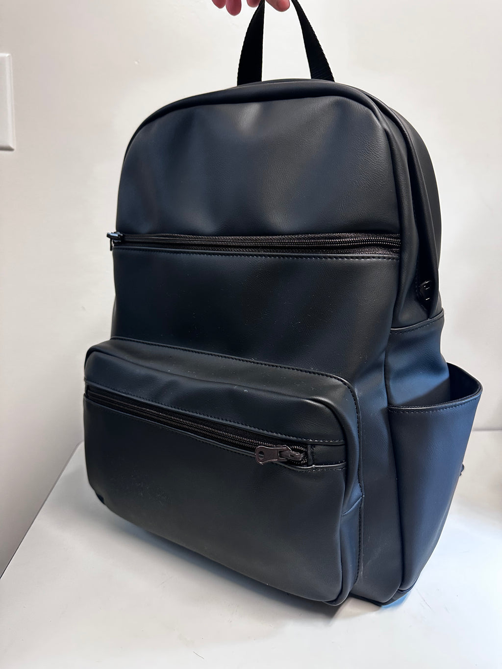 Metro Black Laptop Backpack – Large Faux Leather Backpack