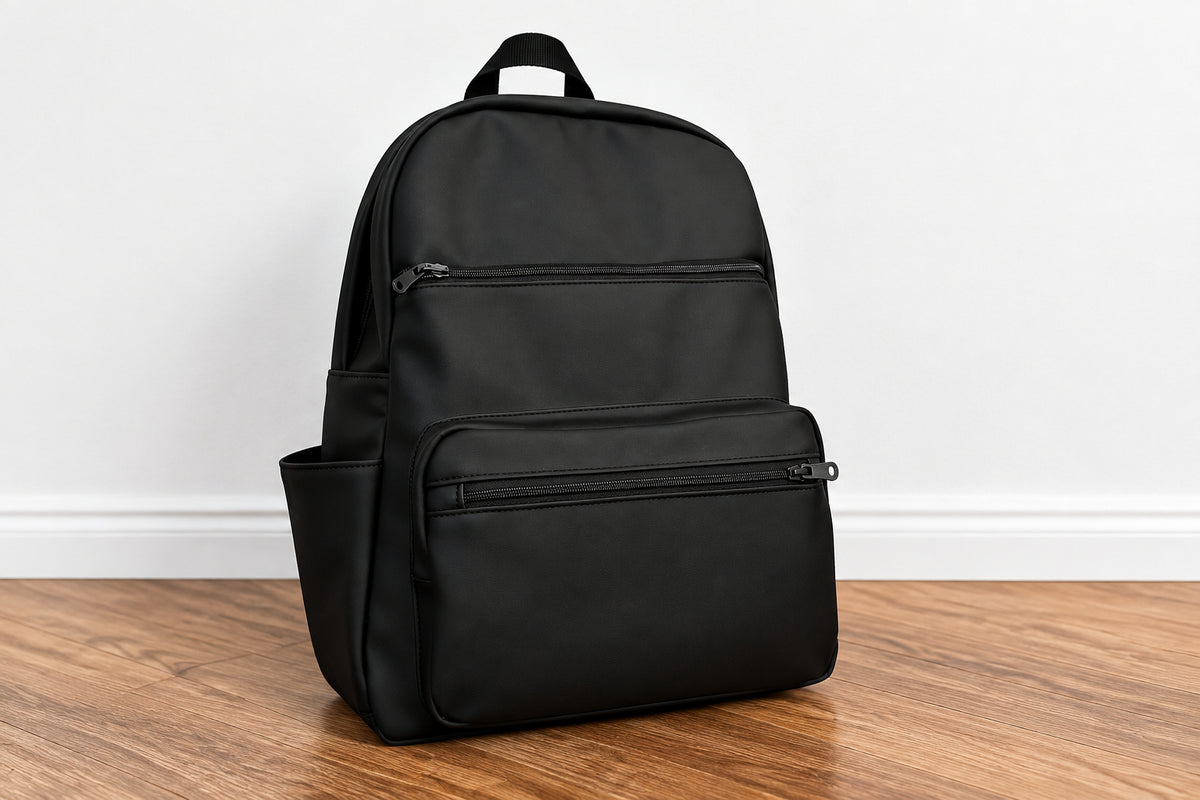 Metro Black Laptop Backpack – Large Faux Leather Backpack