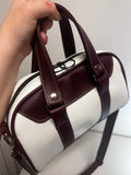 Bordeaux Retro Convertible Handbag - White & Burgundy