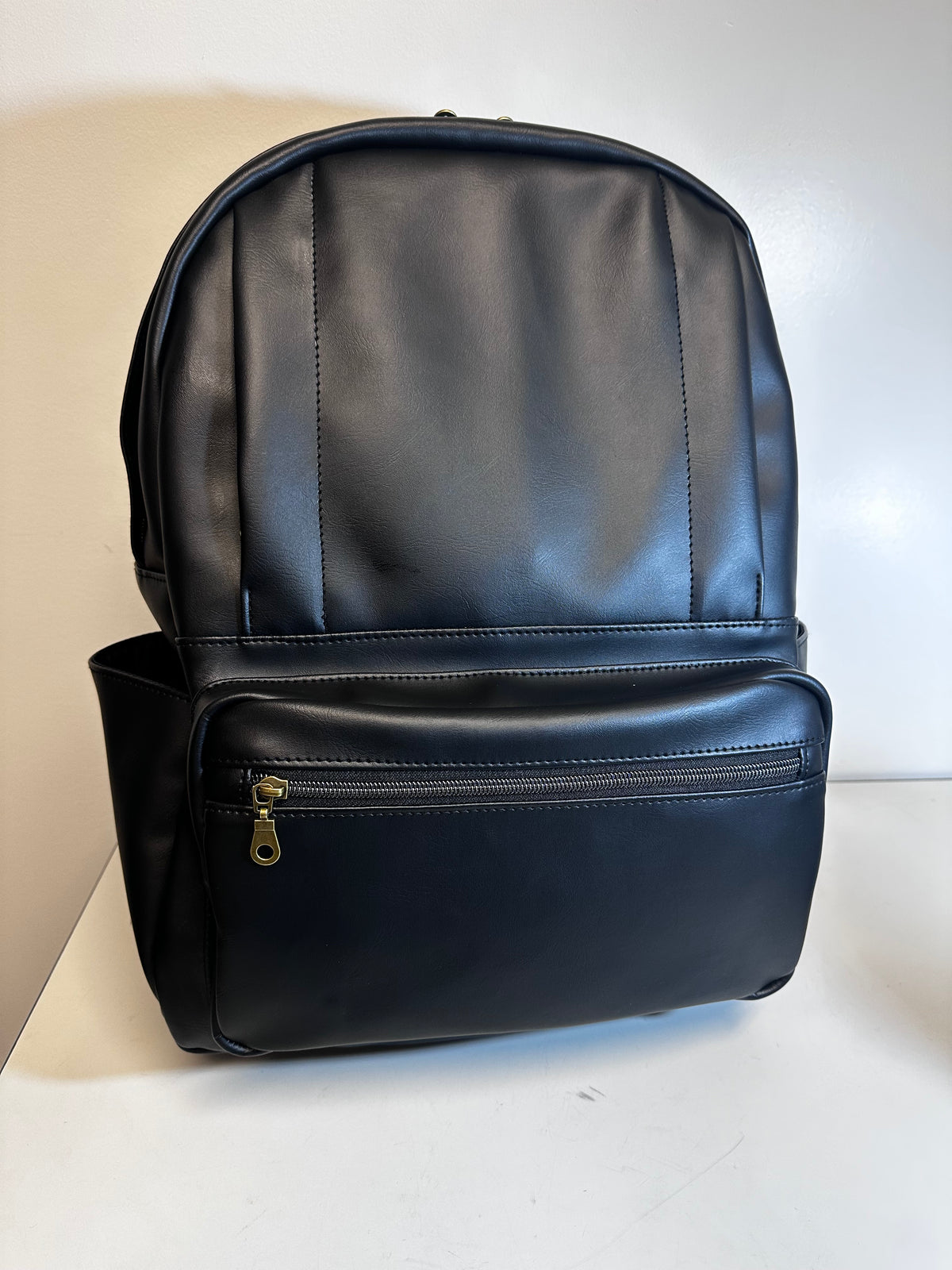 Black Faux Leather Backpack
