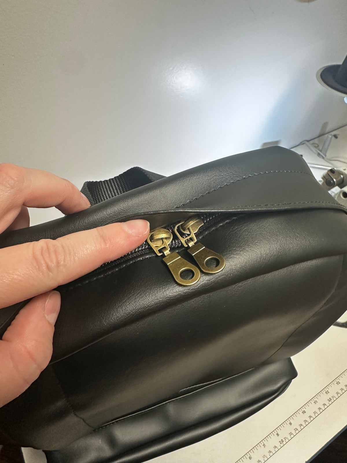 Black Faux Leather Backpack
