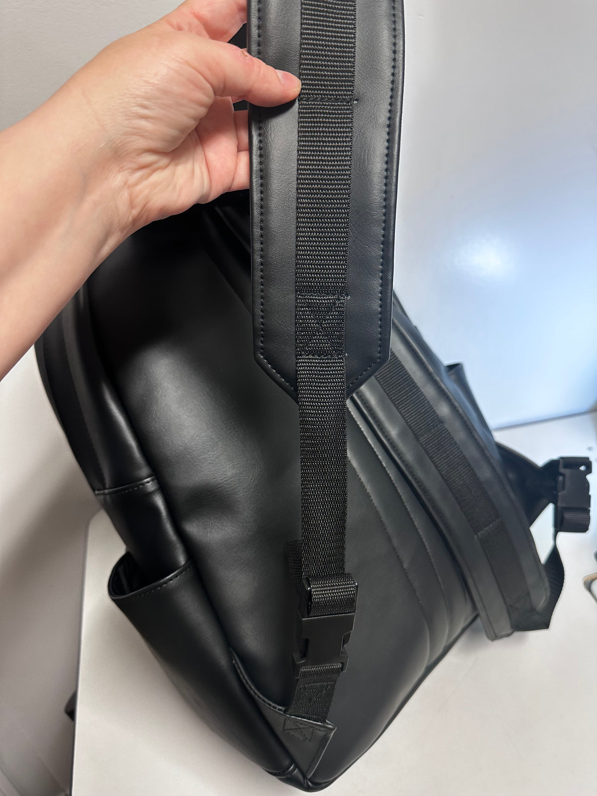 Black Faux Leather Backpack