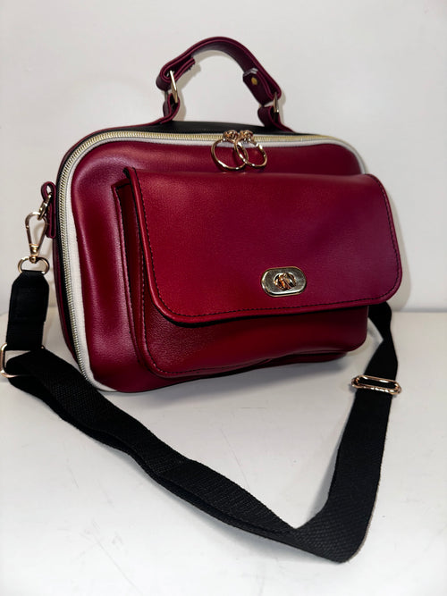 Burgundy Faux Leather Handbag & Crossbody Bag