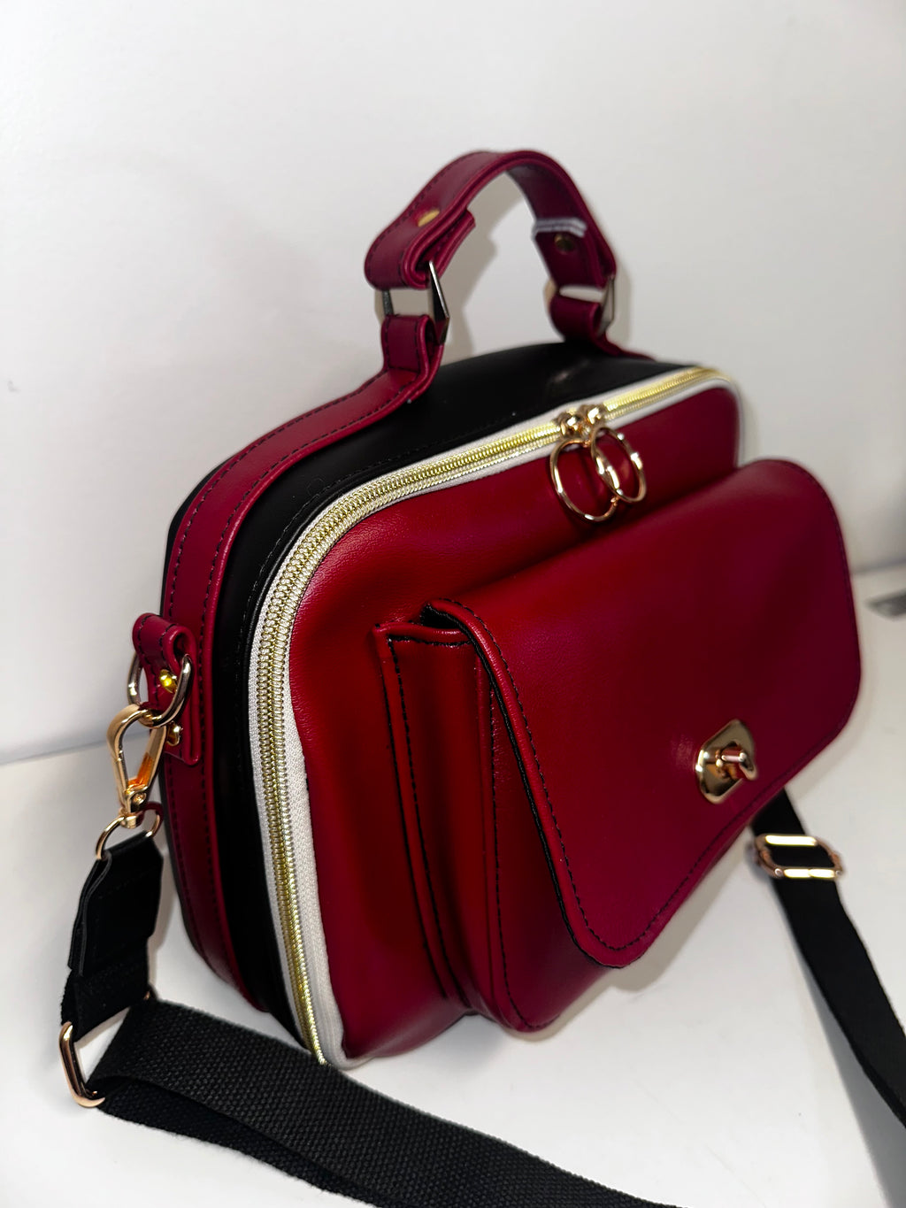 Burgundy Faux Leather Handbag & Crossbody Bag