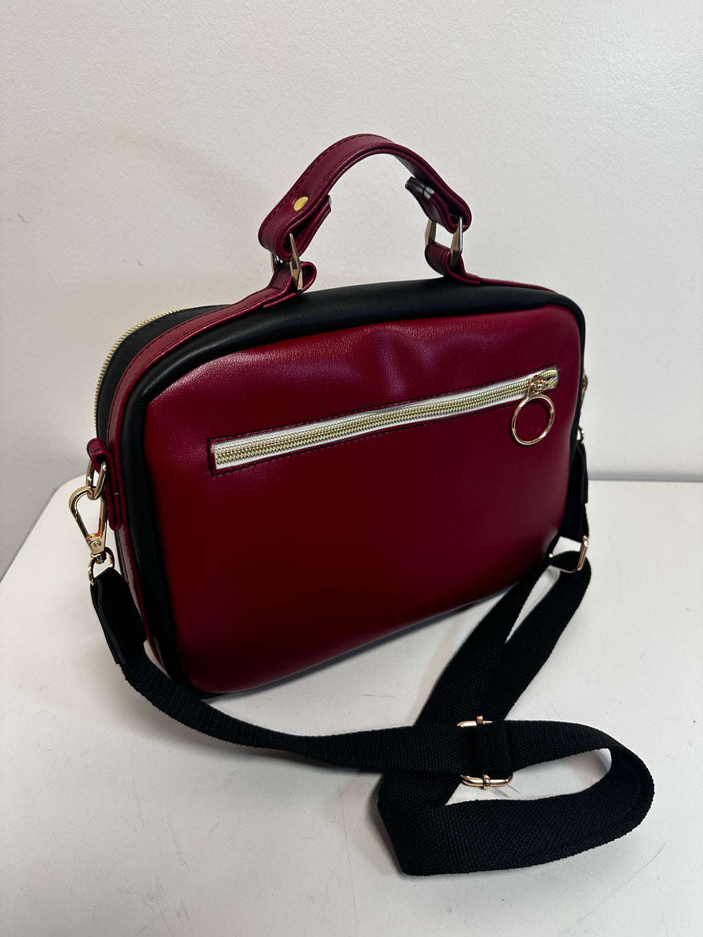 Burgundy Faux Leather Handbag & Crossbody Bag