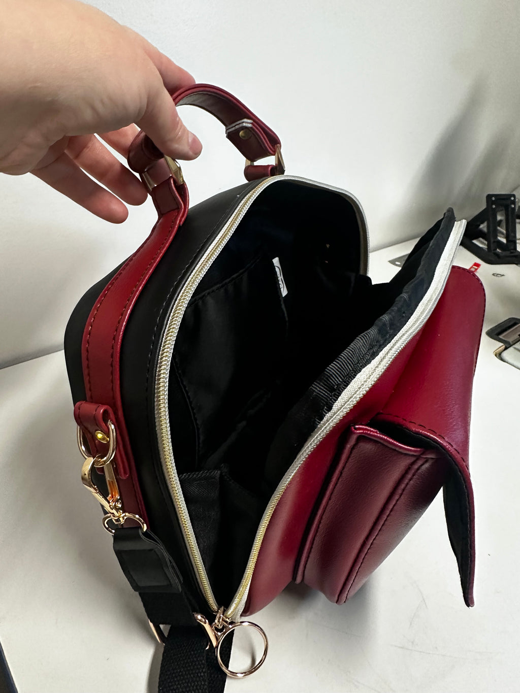 Burgundy Faux Leather Handbag & Crossbody Bag