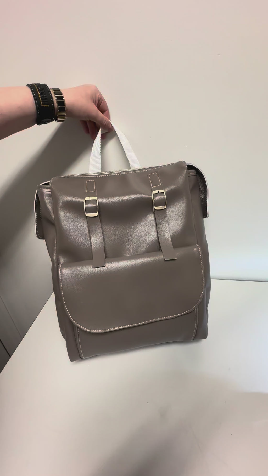 Faux Leather Backpack – Minimalist Tan  Everyday Bag