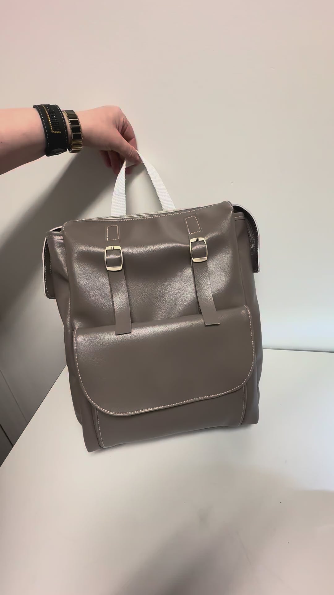 Faux Leather Backpack – Minimalist Tan  Everyday Bag