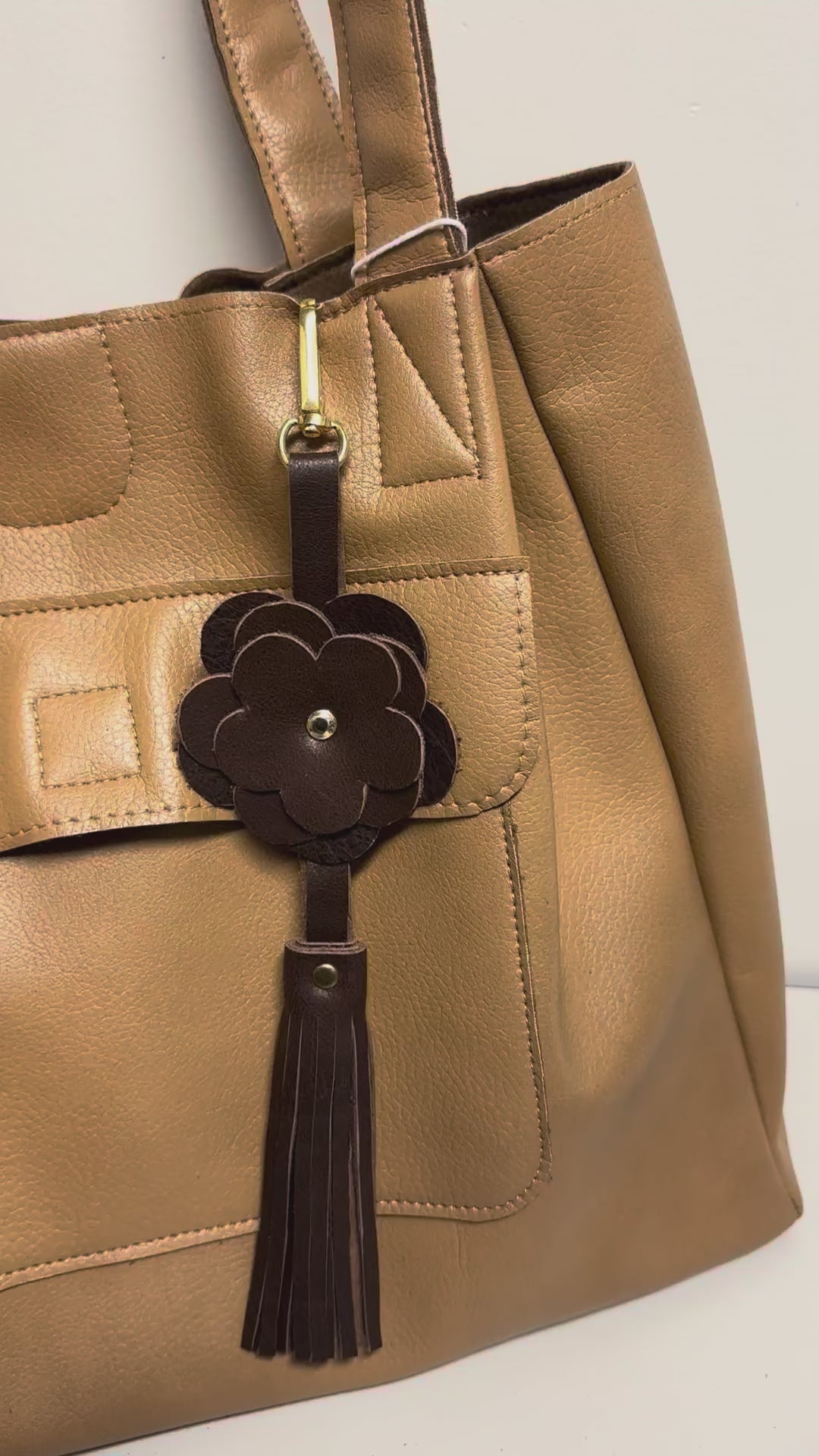 Leather Floral Bag Charm | Minimal Keychain Accessory