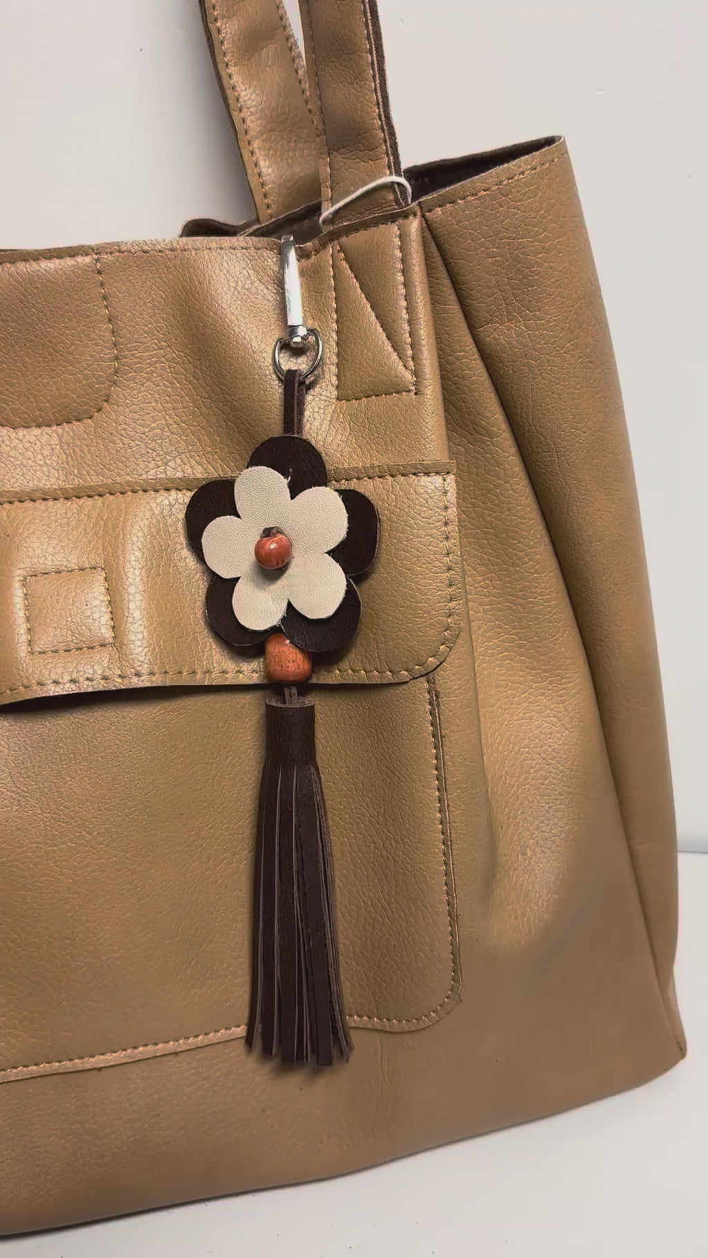 Leather Floral Bag Charm | Minimal Keychain Accessory
