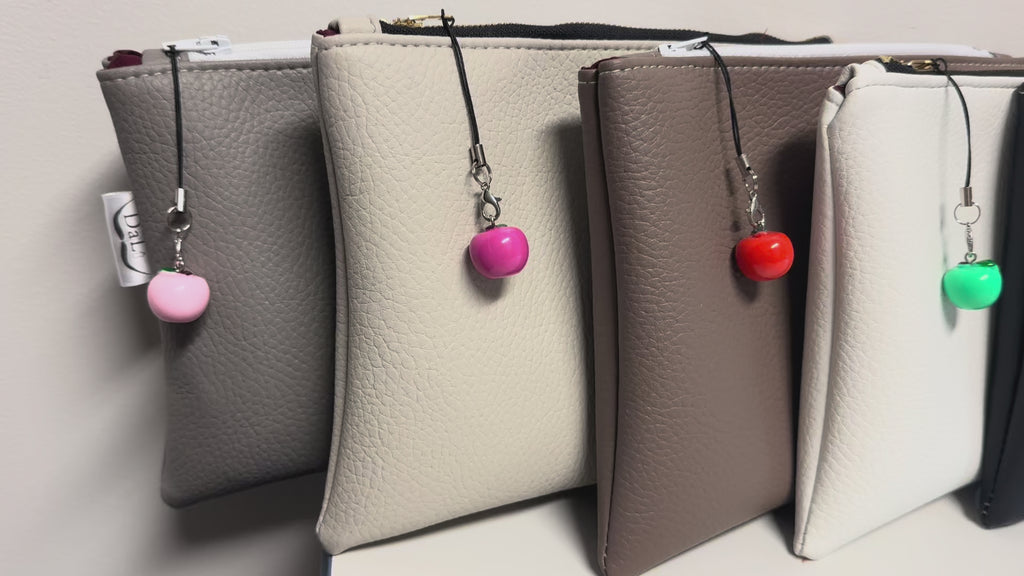 Handmade Faux Leather Pouch with Apple Charm