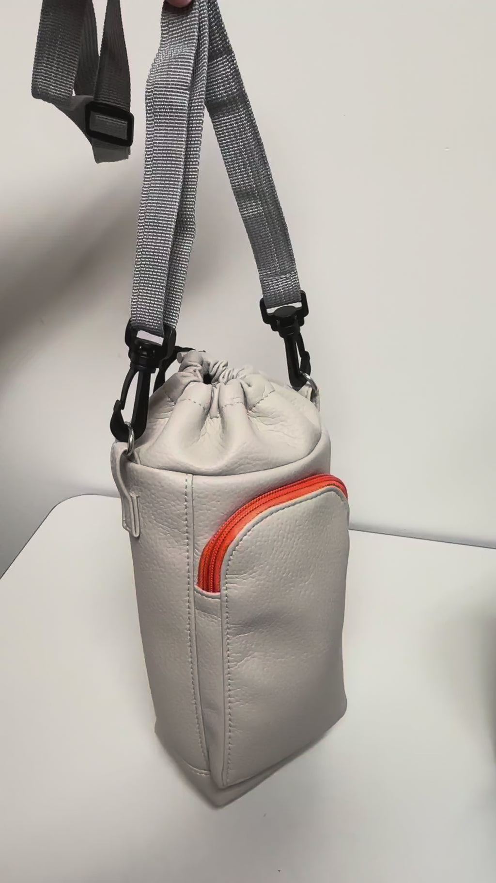 Faux Leather Bottle Holder Crossbody Bag