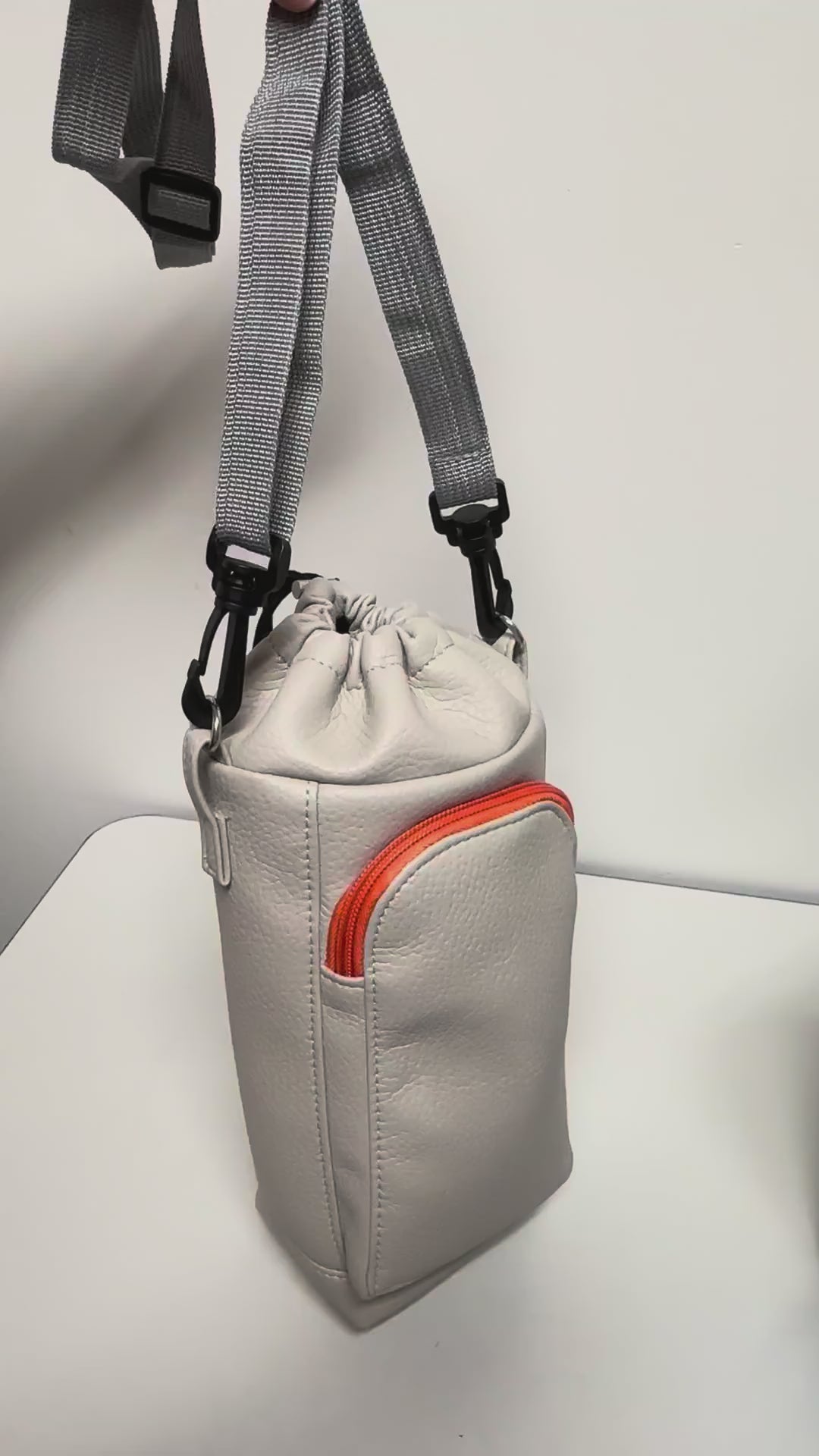 Faux Leather Bottle Holder Crossbody Bag