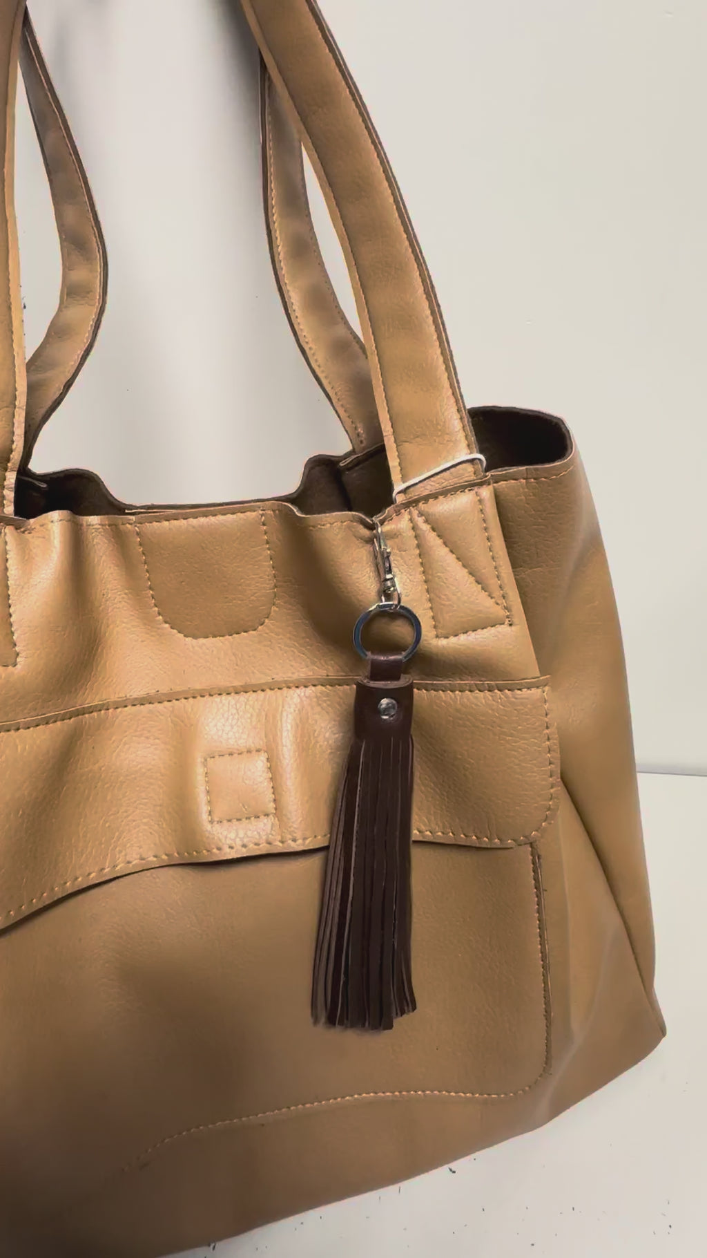Leather Tassel Bag Charm | Minimal Keychain Accessory