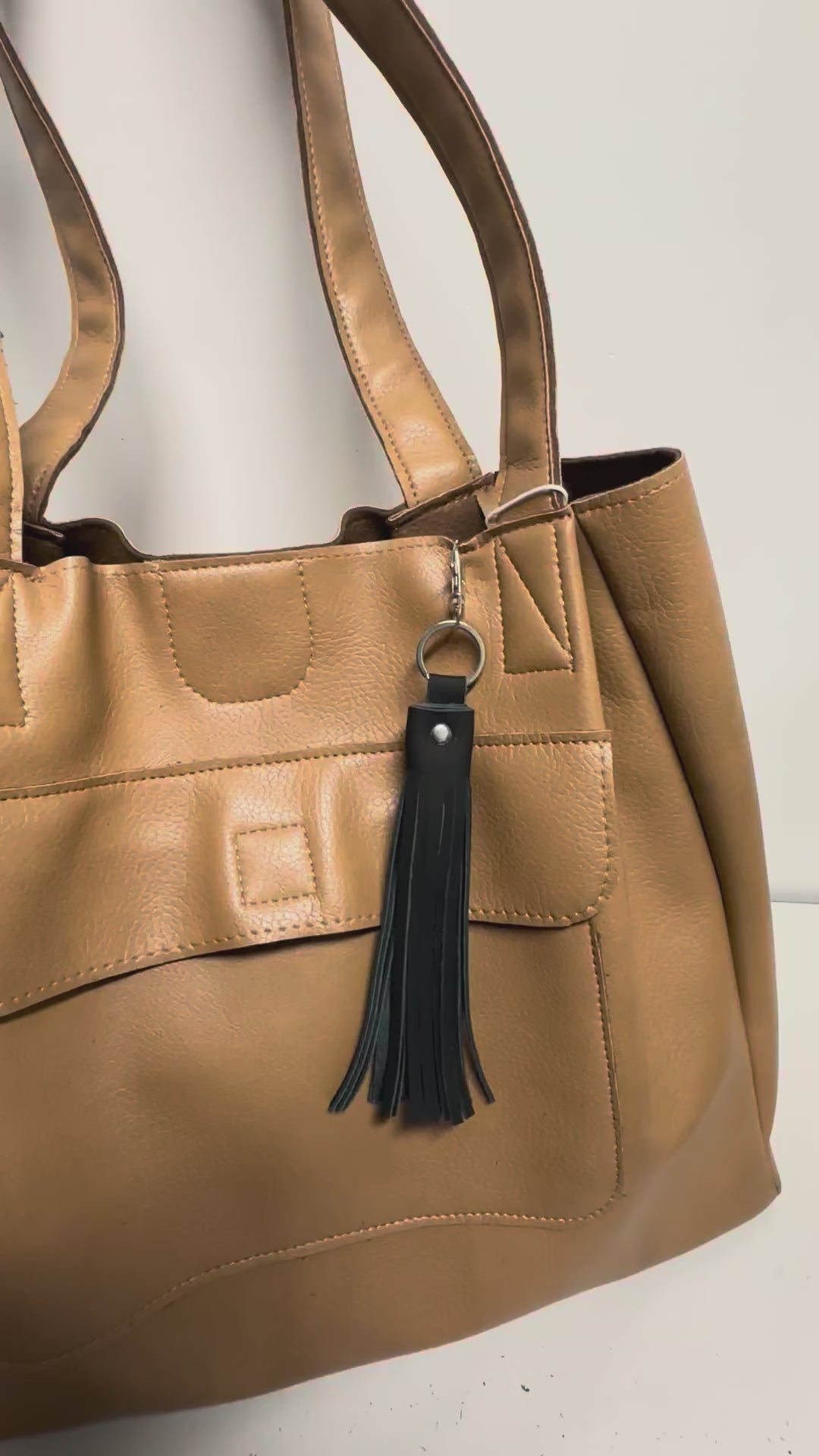 Leather Tassel Bag Charm | Minimal Keychain Accessory